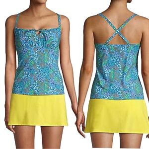 Lands' End Women Chlorine Resistant Tie Front Underwire Tankini Top NWT